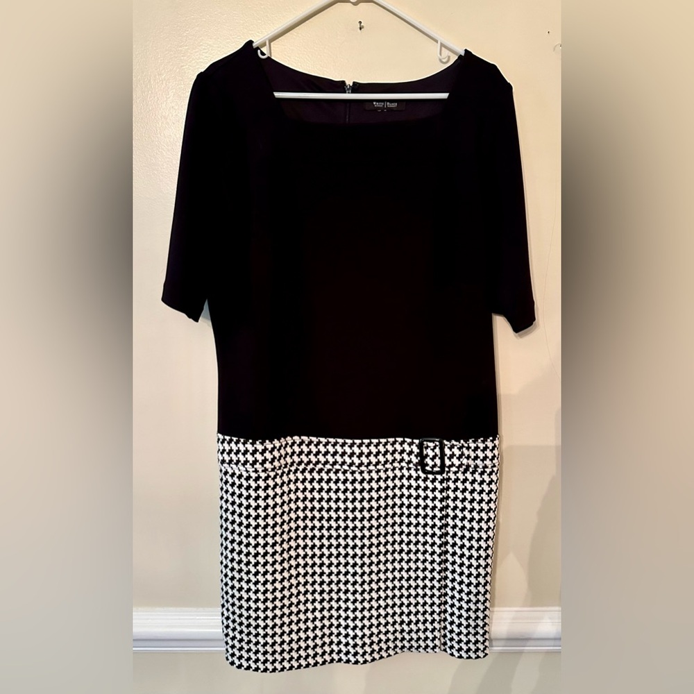 White House Black Market Black and White low waisted dress. Size 12. Worn twice!